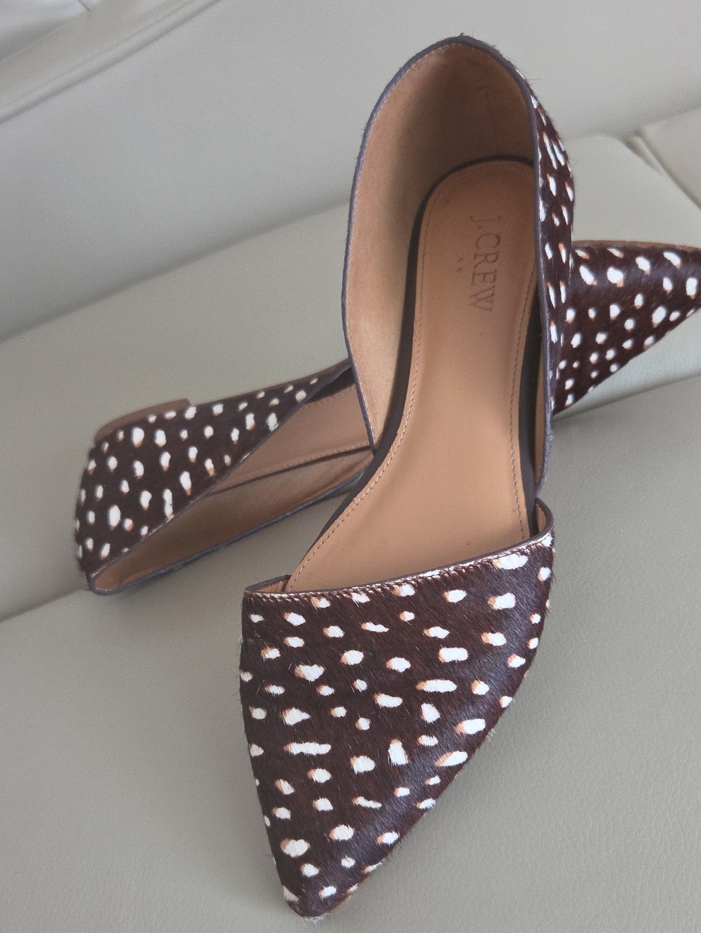 J. Crew Pointed D'Orsay Flats in Brown Leopard Spot Size 7.5